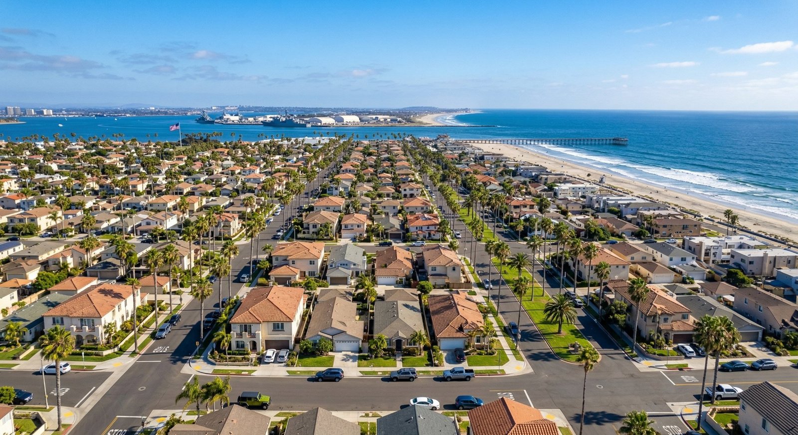 Military family arriving at San Diego with moving boxes